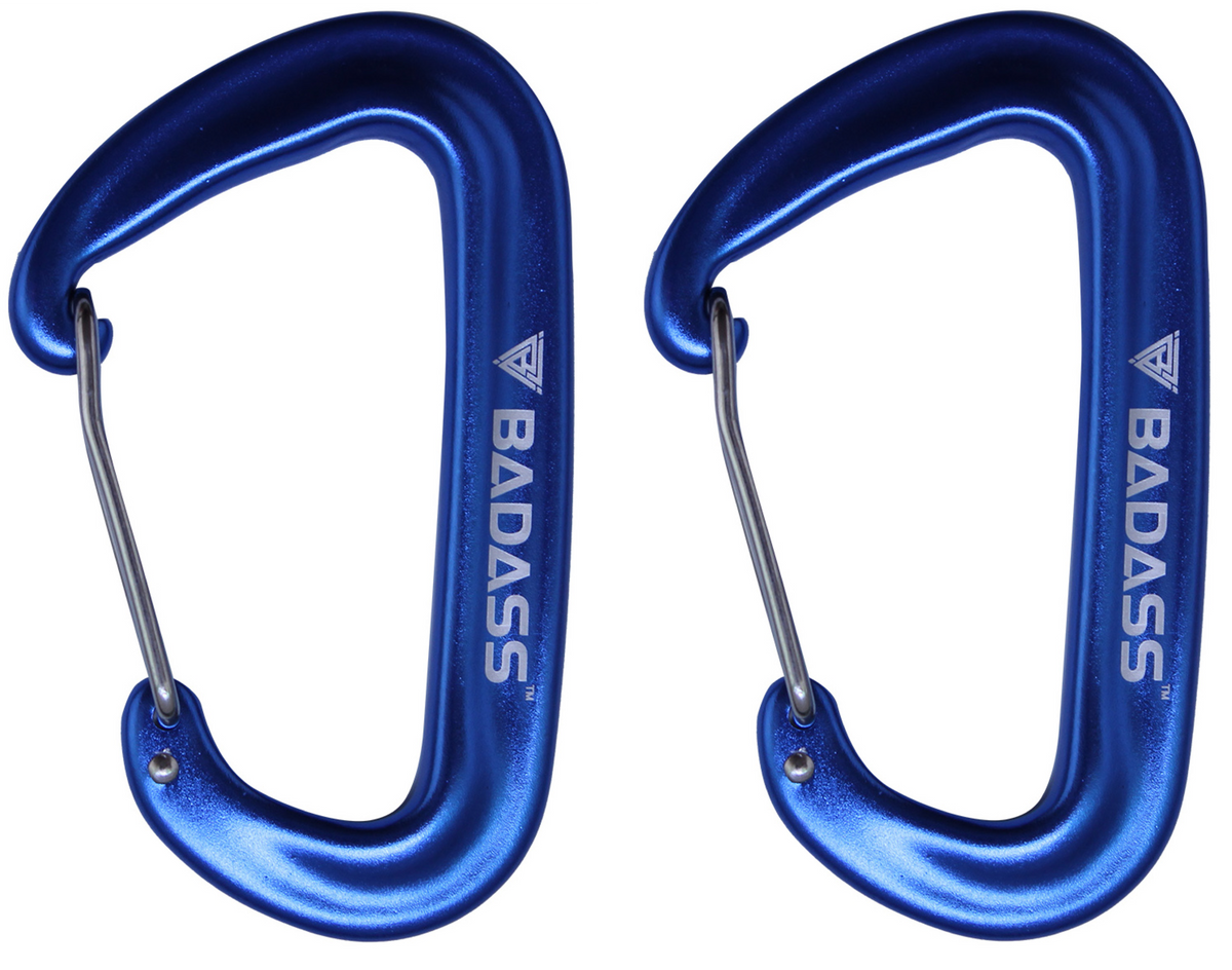 Badass Carabiners Blue pair branded BADASS