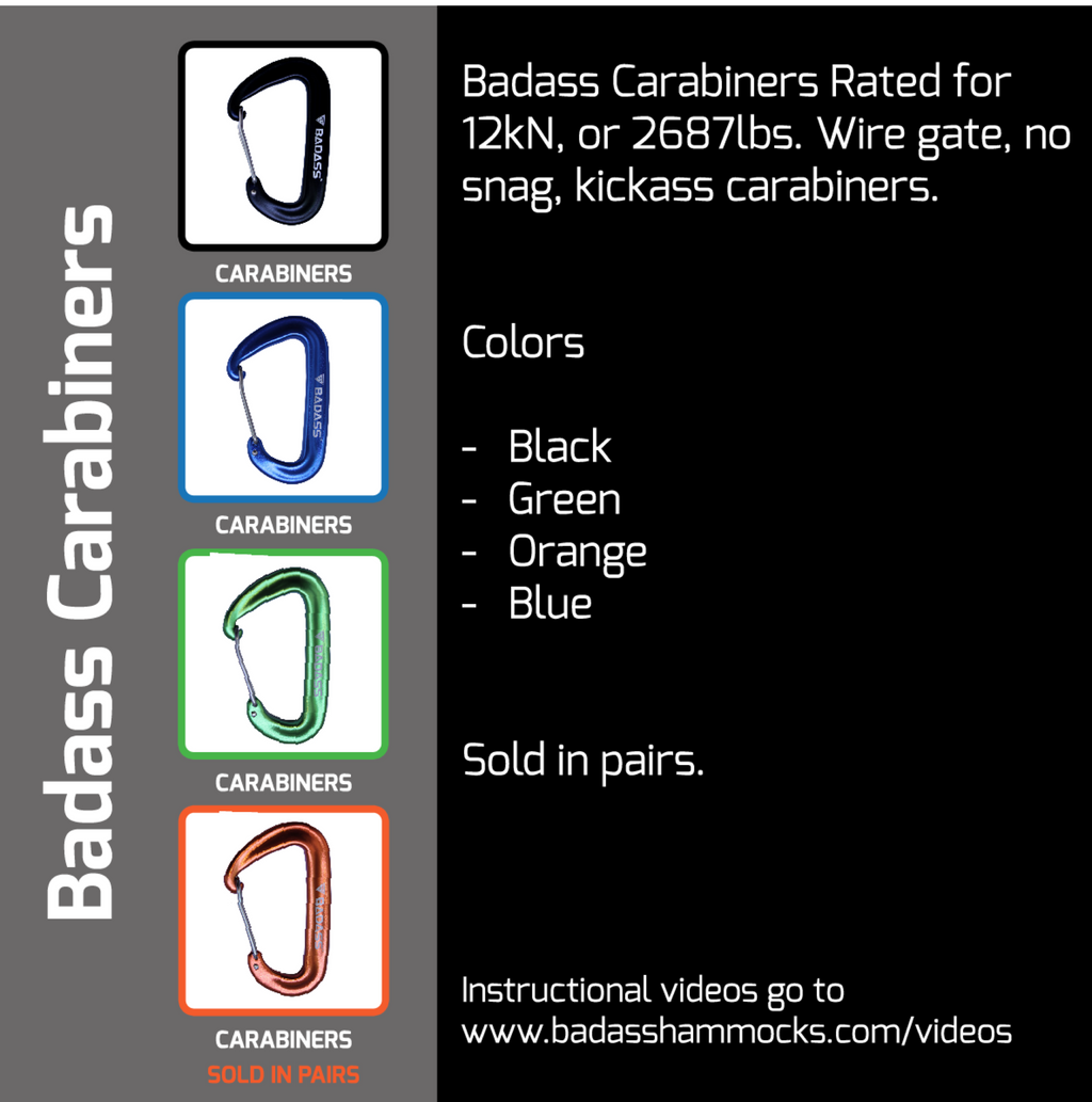 Badass Carabiners feature insert — 12kN wire gate sold in pairs