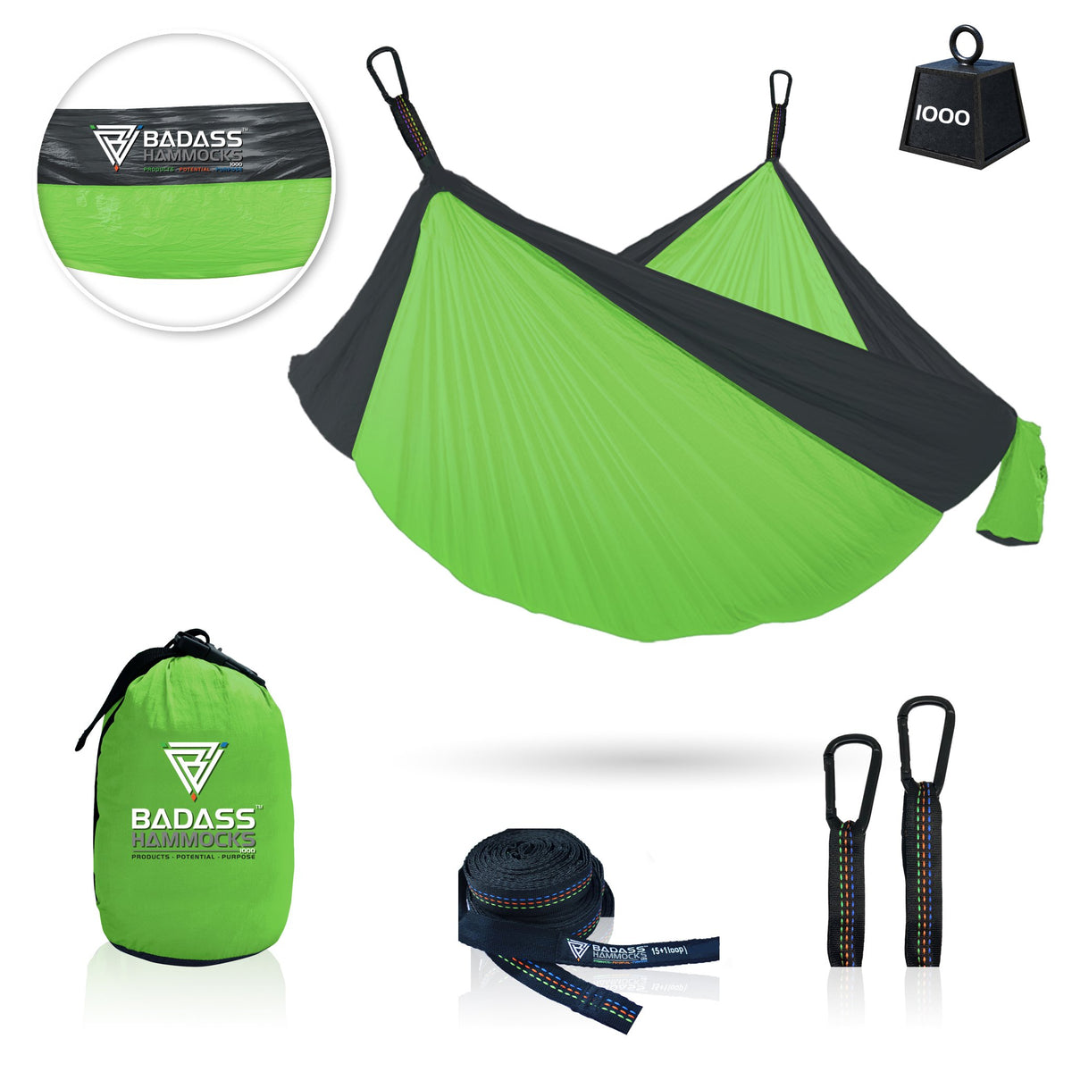 Badass Hammock 1000 Green / Dark trim