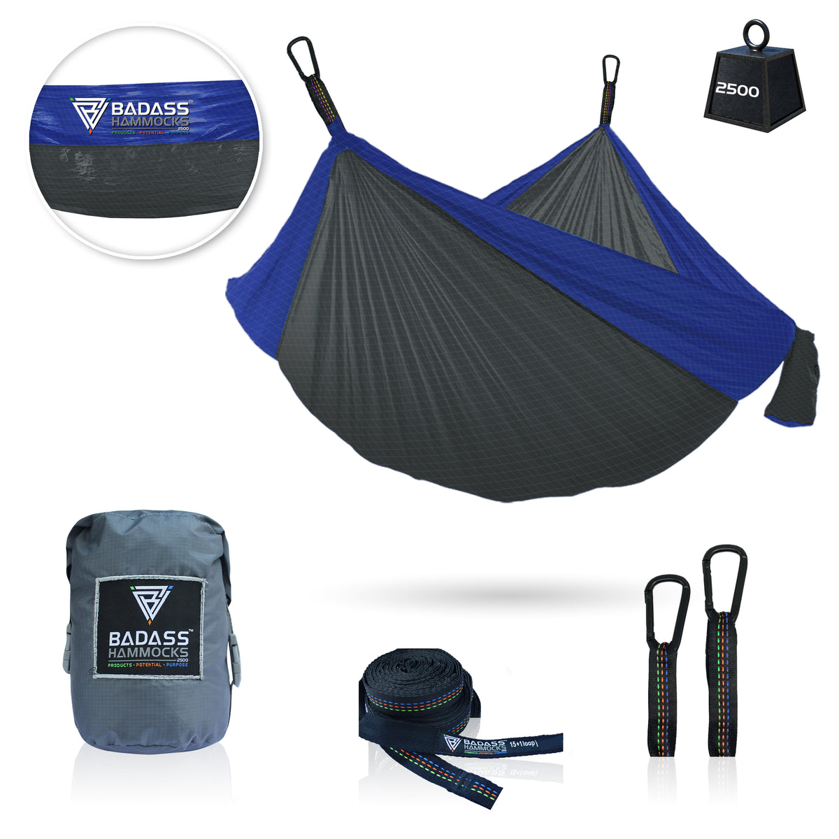 Badass Hammock 2500 Dark / Blue trim
