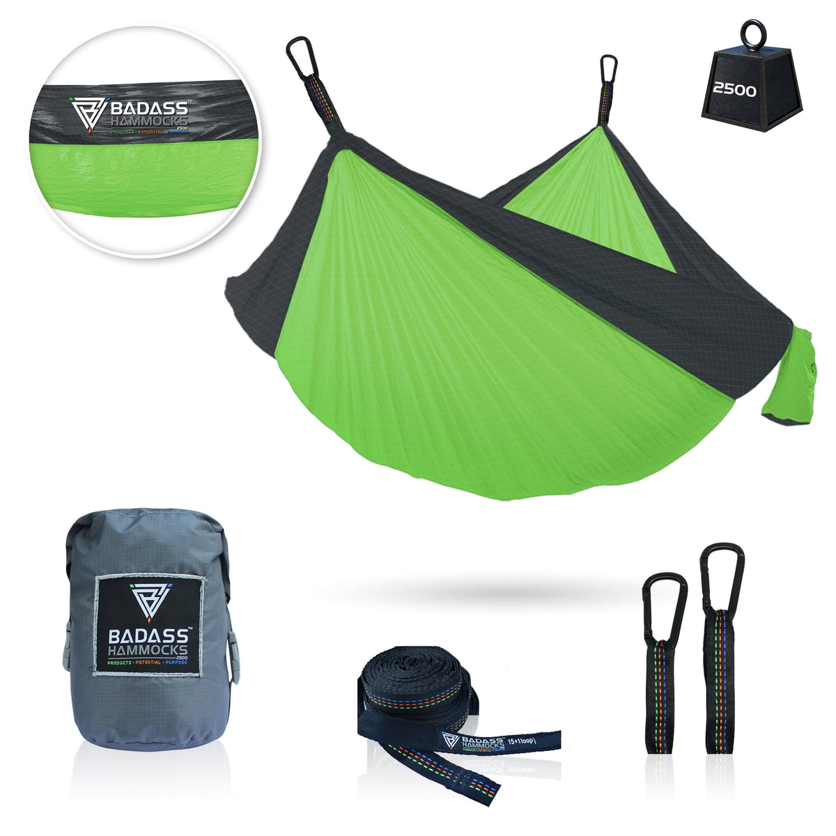 Badass Hammock 2500 Green / Dark trim