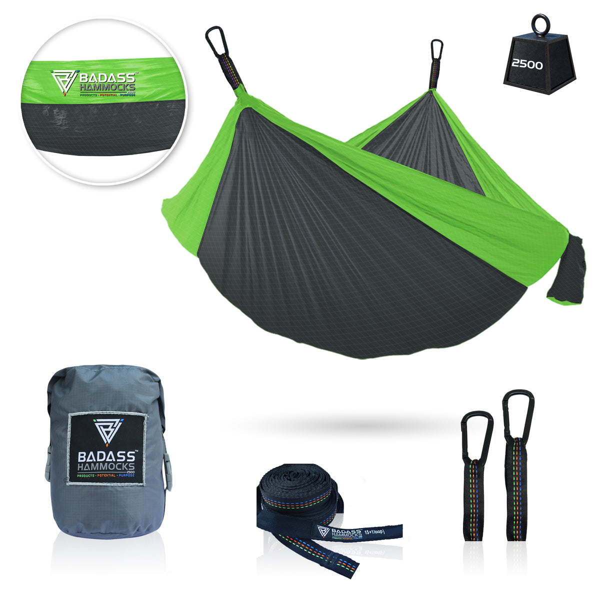 Badass Hammock 2500 Dark / Green trim