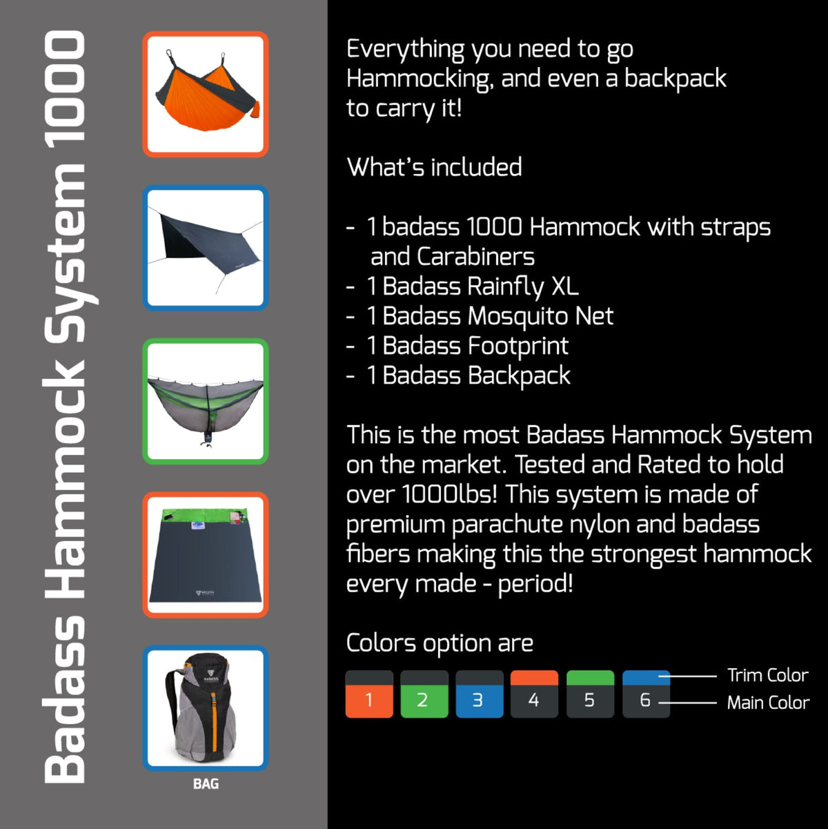 Badass Hammock 1000 System blackout insert