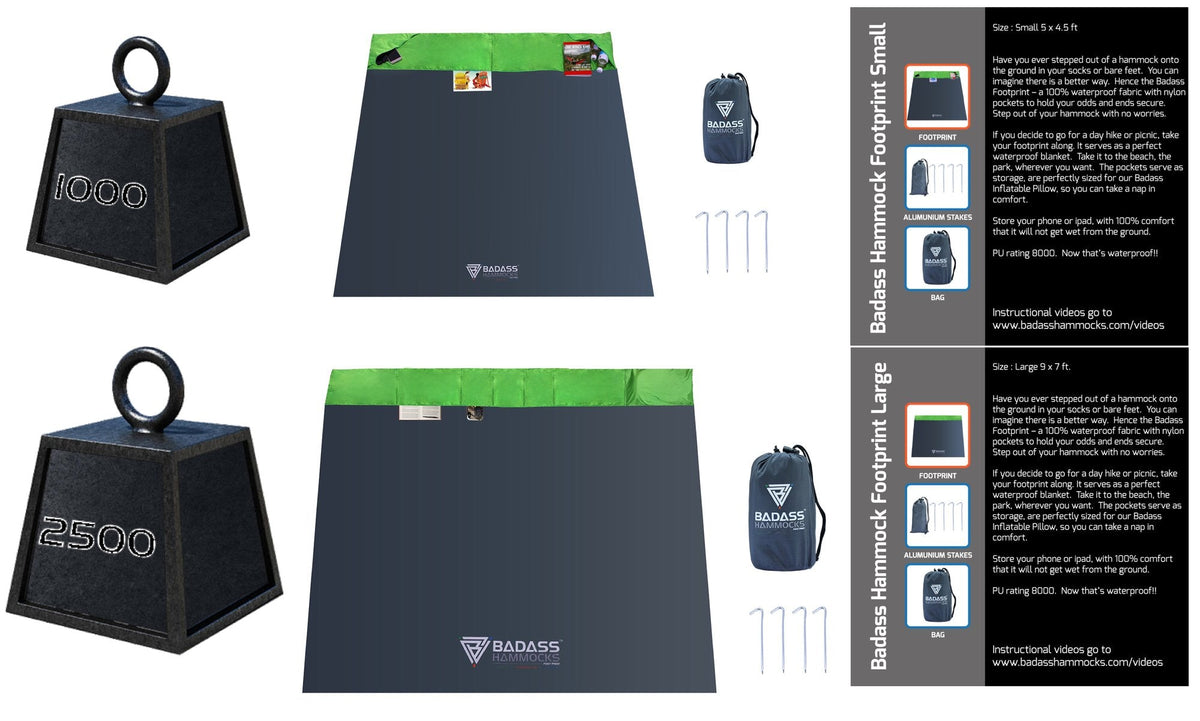 Badass Hammock 2500 System footprint size compare