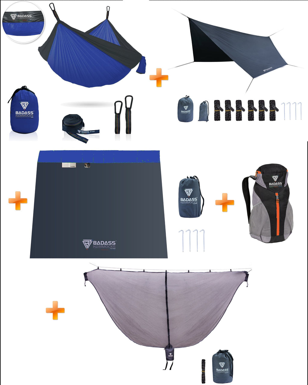 Badass Hammock 1000 System Blue / Dark trim