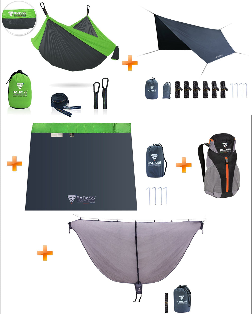 Badass Hammock 2500 System Dark / Green trim