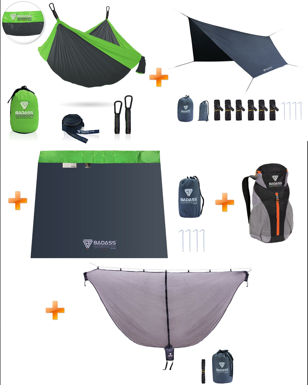 Badass Hammock 1000 System Dark / Green trim