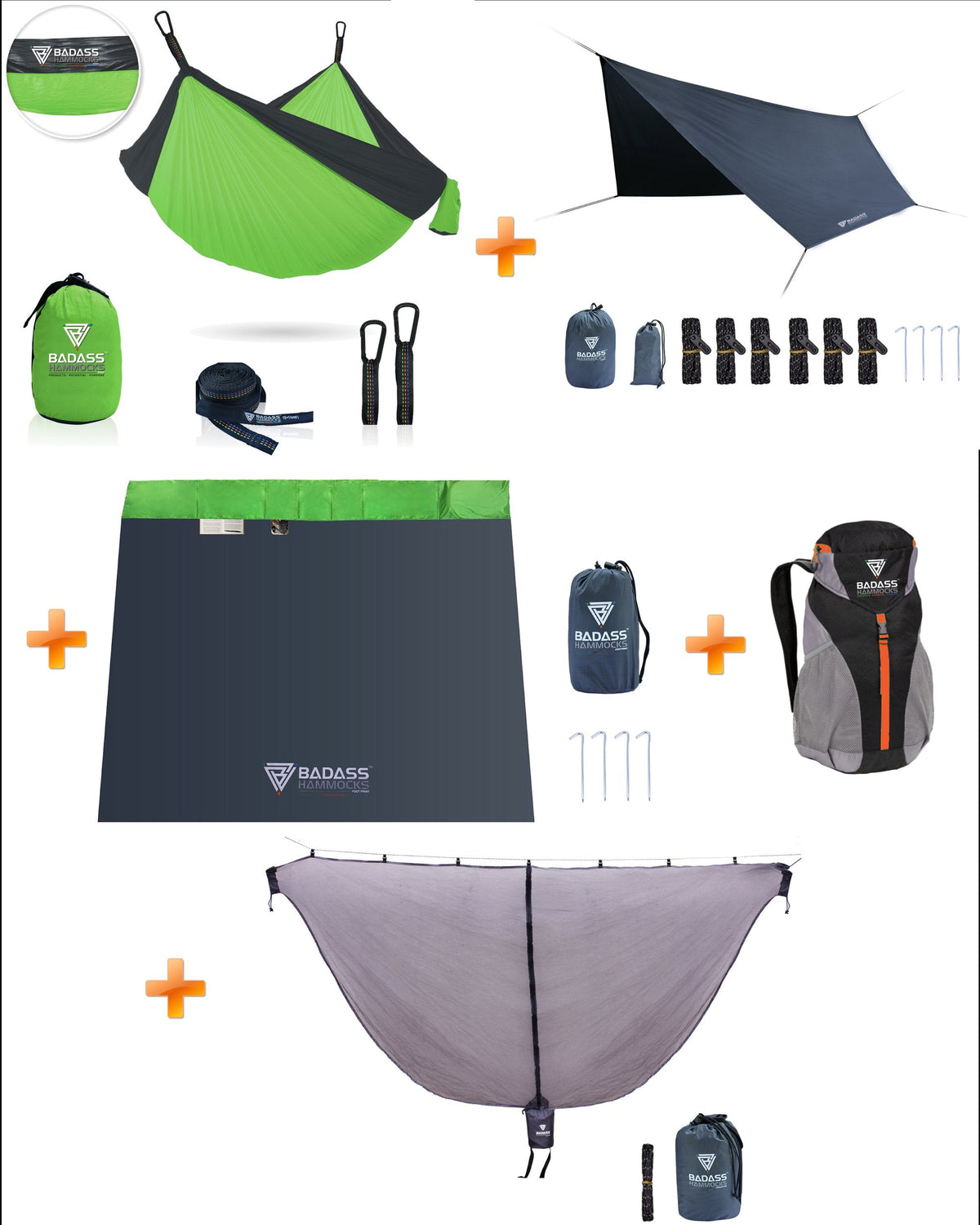 Badass Hammock 2500 System Green / Dark trim