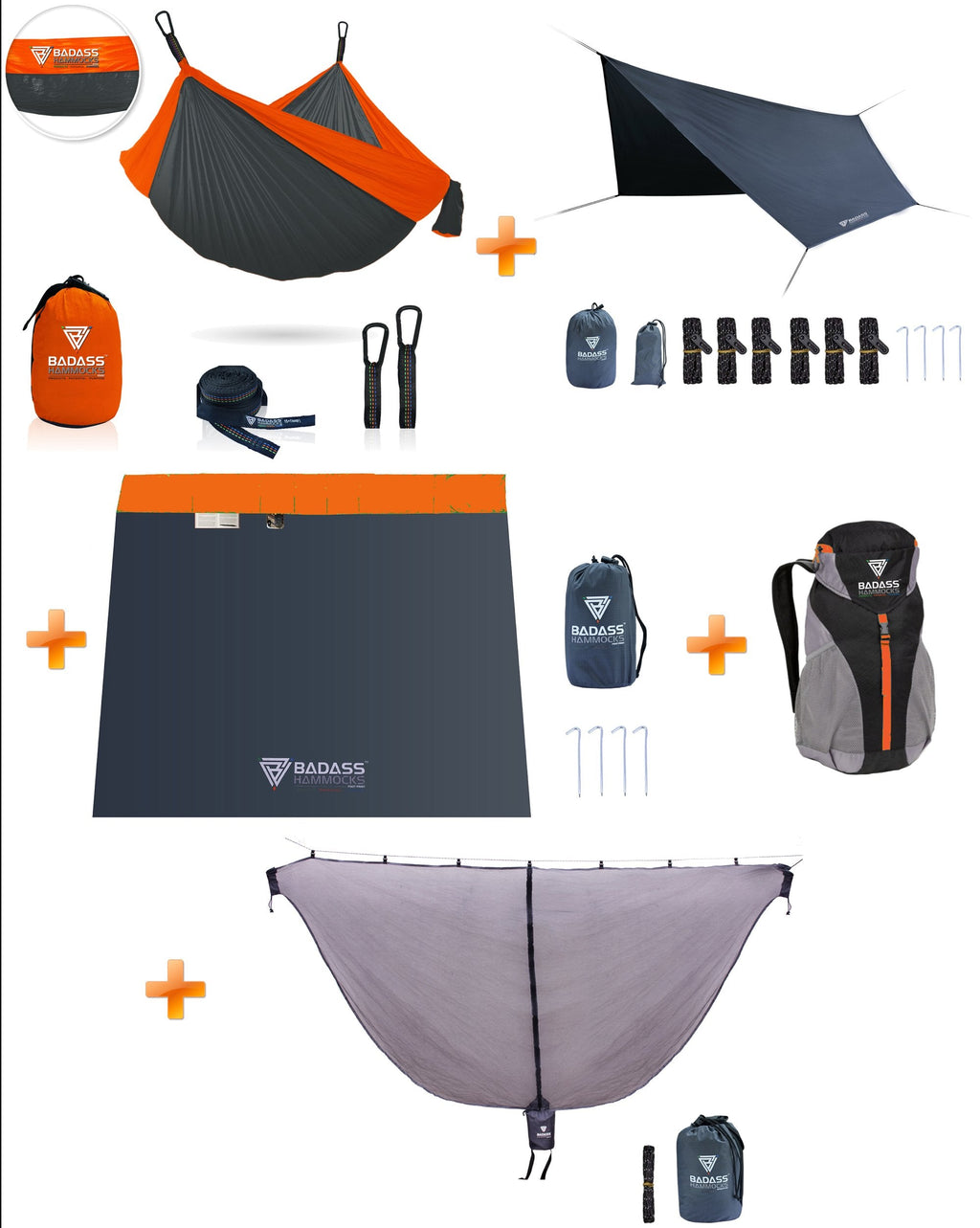 Badass Hammock 1000 System Dark / Orange trim
